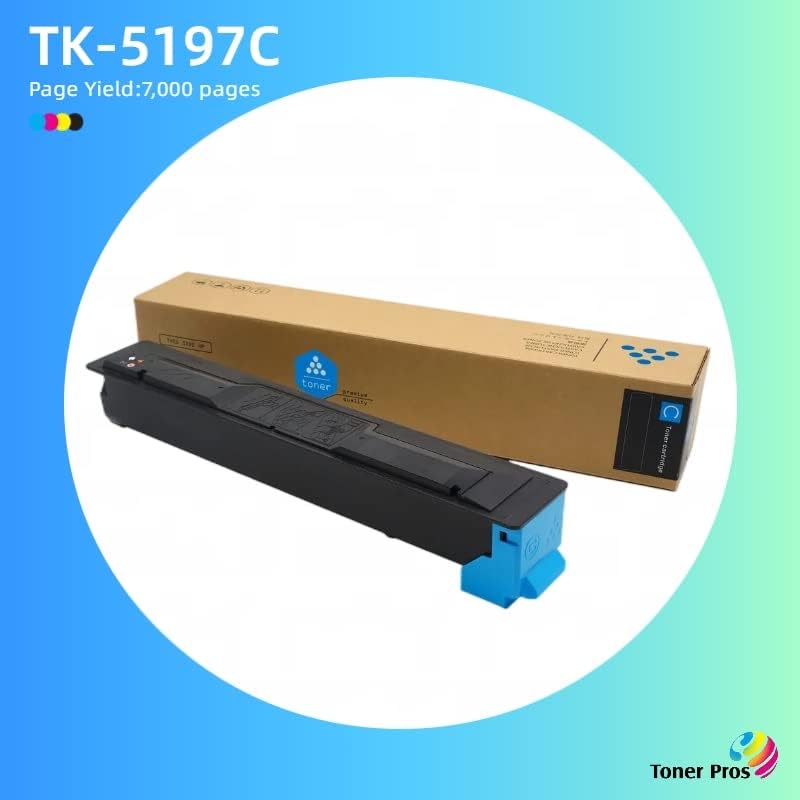 4 Color Pack Compatible Toner Cartridge Replacement for TK-5197 for Kyocera TASKalfa 306ci Color Multifunction Printer - Black 15,000 Pages & Colors 7,000 Pages