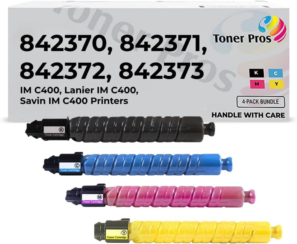 [High Yield] 4 Color Pack Compatible Toner Cartridge for Ricoh IM C400, Lanier IM C400, Savin IM C400 Printers - Black 17,500 & Colors 8,000 Pages