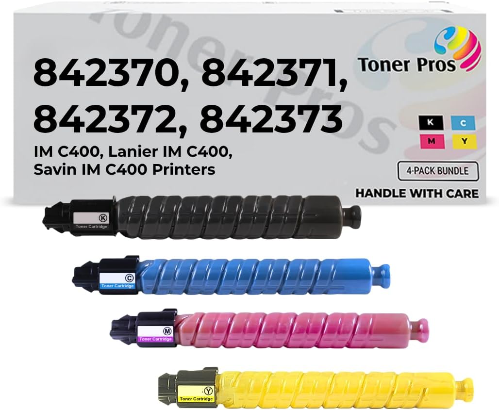[High Yield] 4 Color Pack Compatible Toner Cartridge for Ricoh IM C400, Lanier IM C400, Savin IM C400 Printers - Black 17,500 & Colors 8,000 Pages