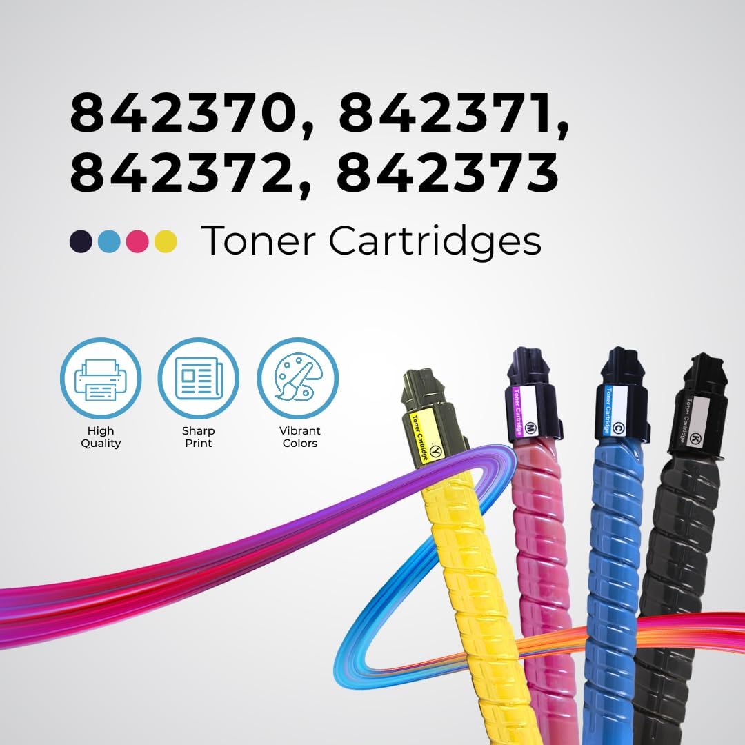 [High Yield] 4 Color Pack Compatible Toner Cartridge for Ricoh IM C400, Lanier IM C400, Savin IM C400 Printers - Black 17,500 & Colors 8,000 Pages