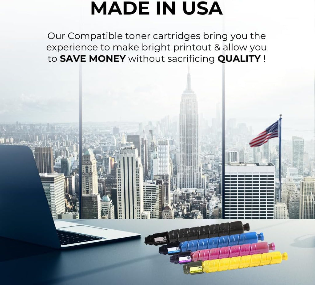 [High Yield] 4 Color Pack Compatible Toner Cartridge for Ricoh IM C400, Lanier IM C400, Savin IM C400 Printers - Black 17,500 & Colors 8,000 Pages