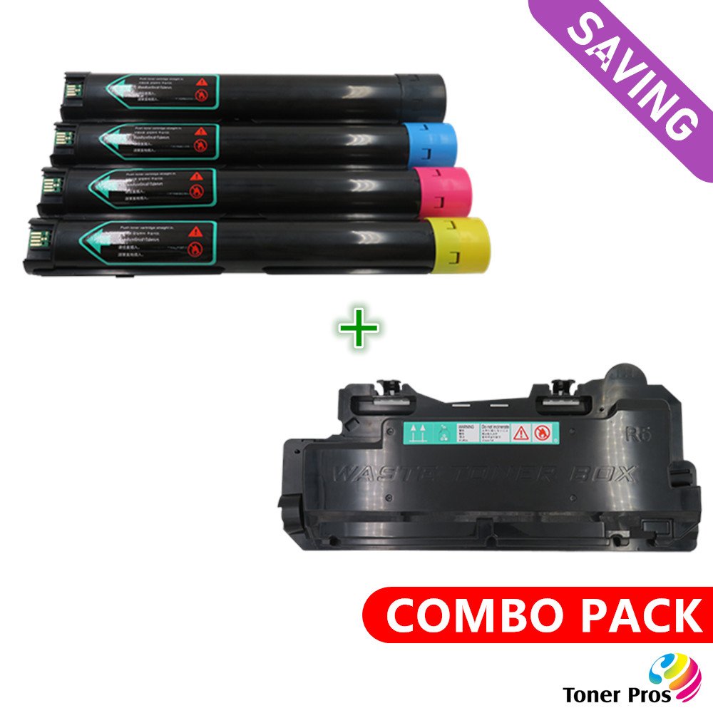 [Combo Pack] Compatible Toner for Xerox Versalink C7020/C7025/C7030 Printer (BLK 23,600 Pages & Color 16,500 Pages + Waste Bottle