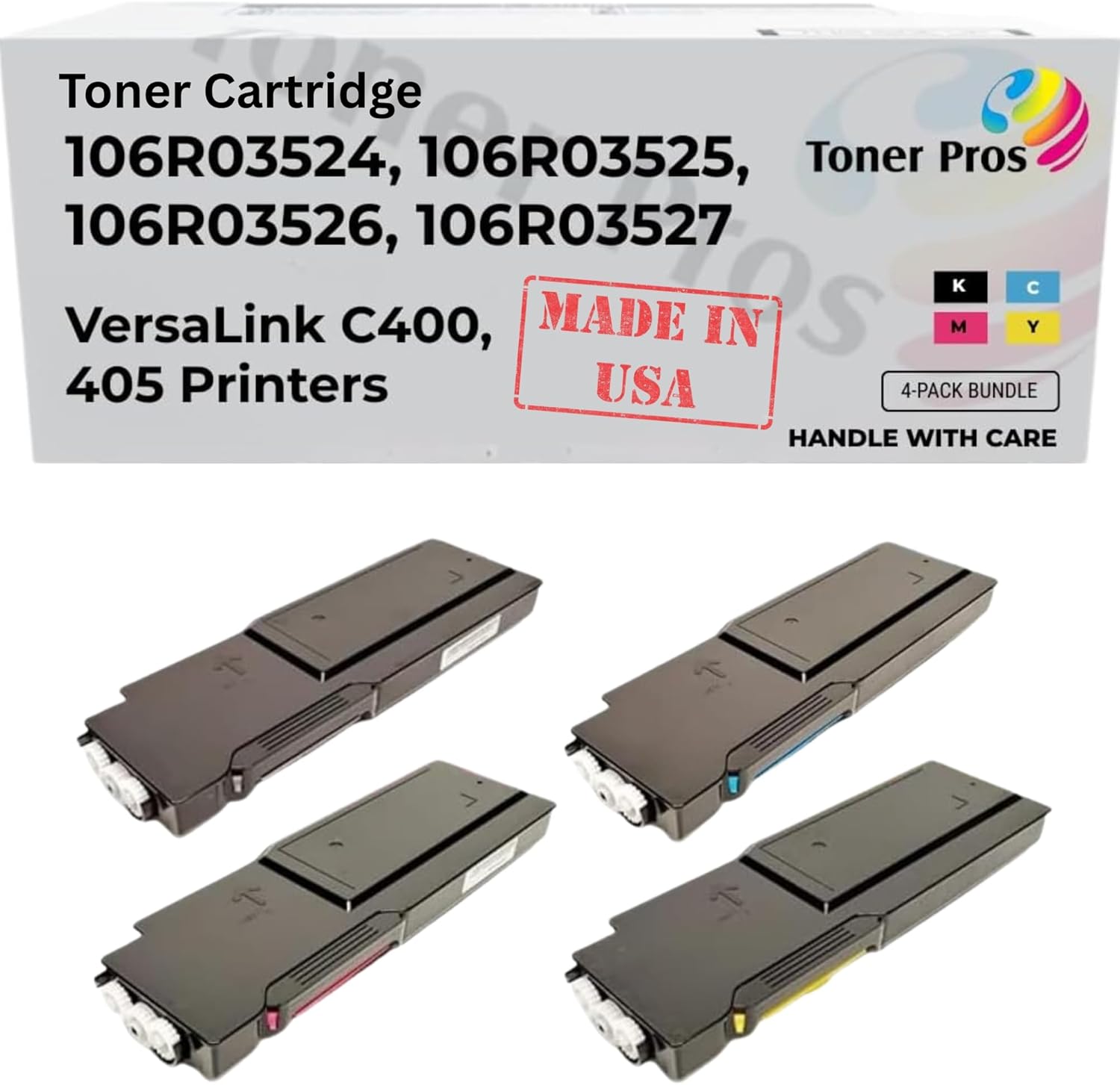 [Extra High Yield] 4 Color Pack Remanufactured Toner for Xerox VersaLink C400 / C405 Printers - Black 10,500 & Colors 8,000 Pages