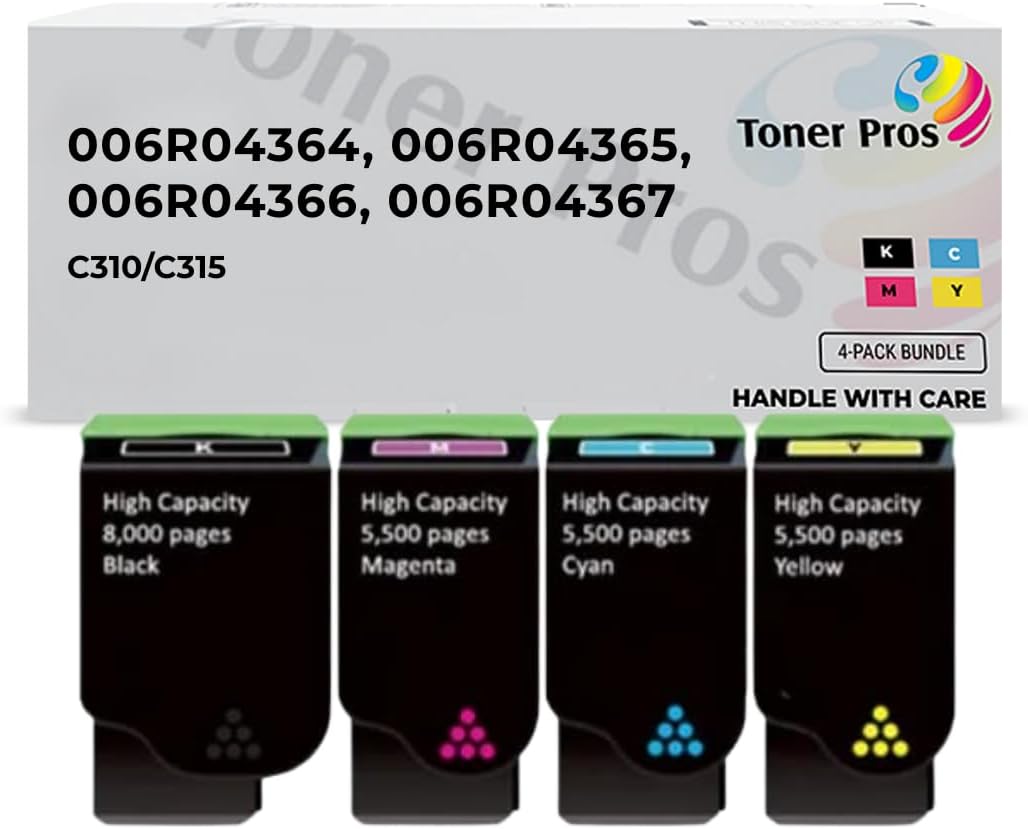 [High Capacity Remanufactured Toner Cartridge Replacement (006R04364 006R04365 006R04366 006R04367) for Xerox C310, C315 Printer (Black 8,000 & Color 5,500 Pages)