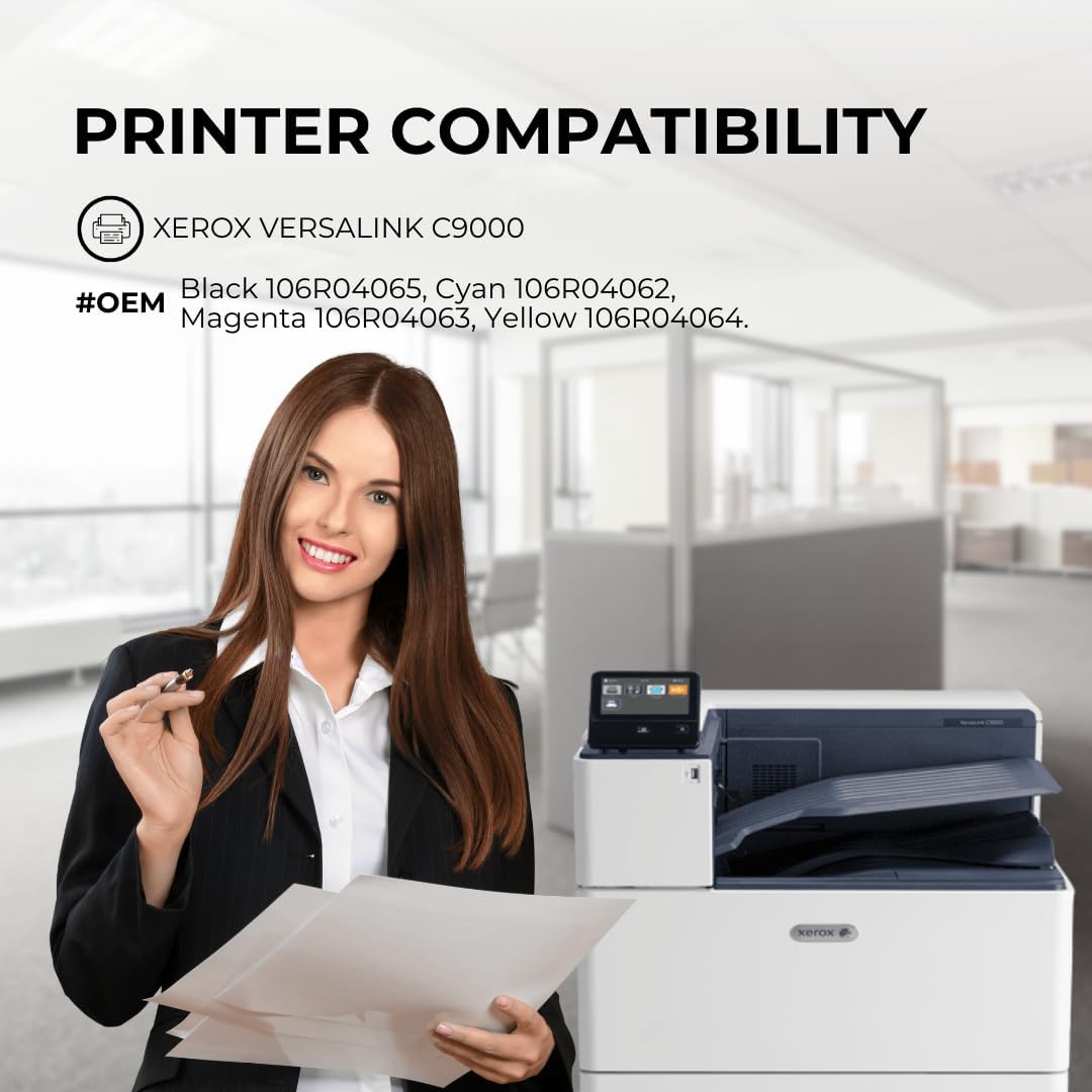 [Standard Capacity] 4 Color Pack Remanufactured Toner Replacement for Xerox Versalink C9000 Printer - Black 18,900 & Colors 12,300 Pages